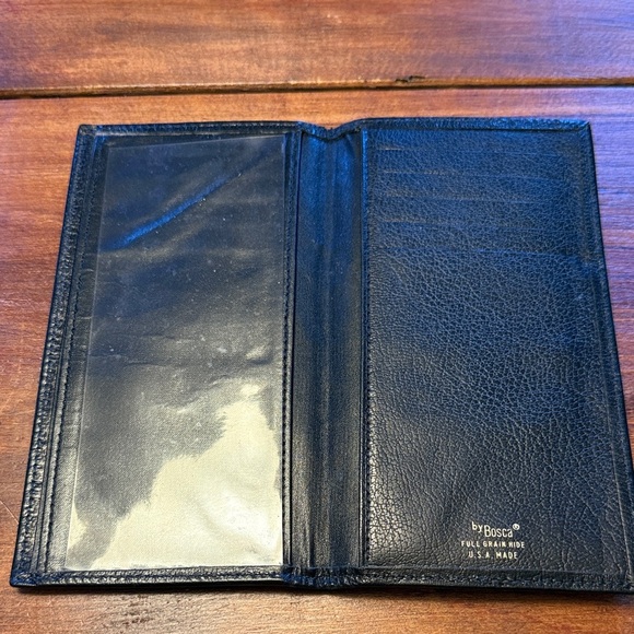 Black Leather Bosca Vintage Checkbook Wallet - Picture 2 of 6